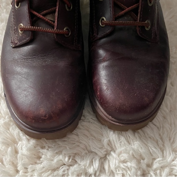 Timberland Burgundy Leather Hiking Boots Size 6 - Picture 7 of 10